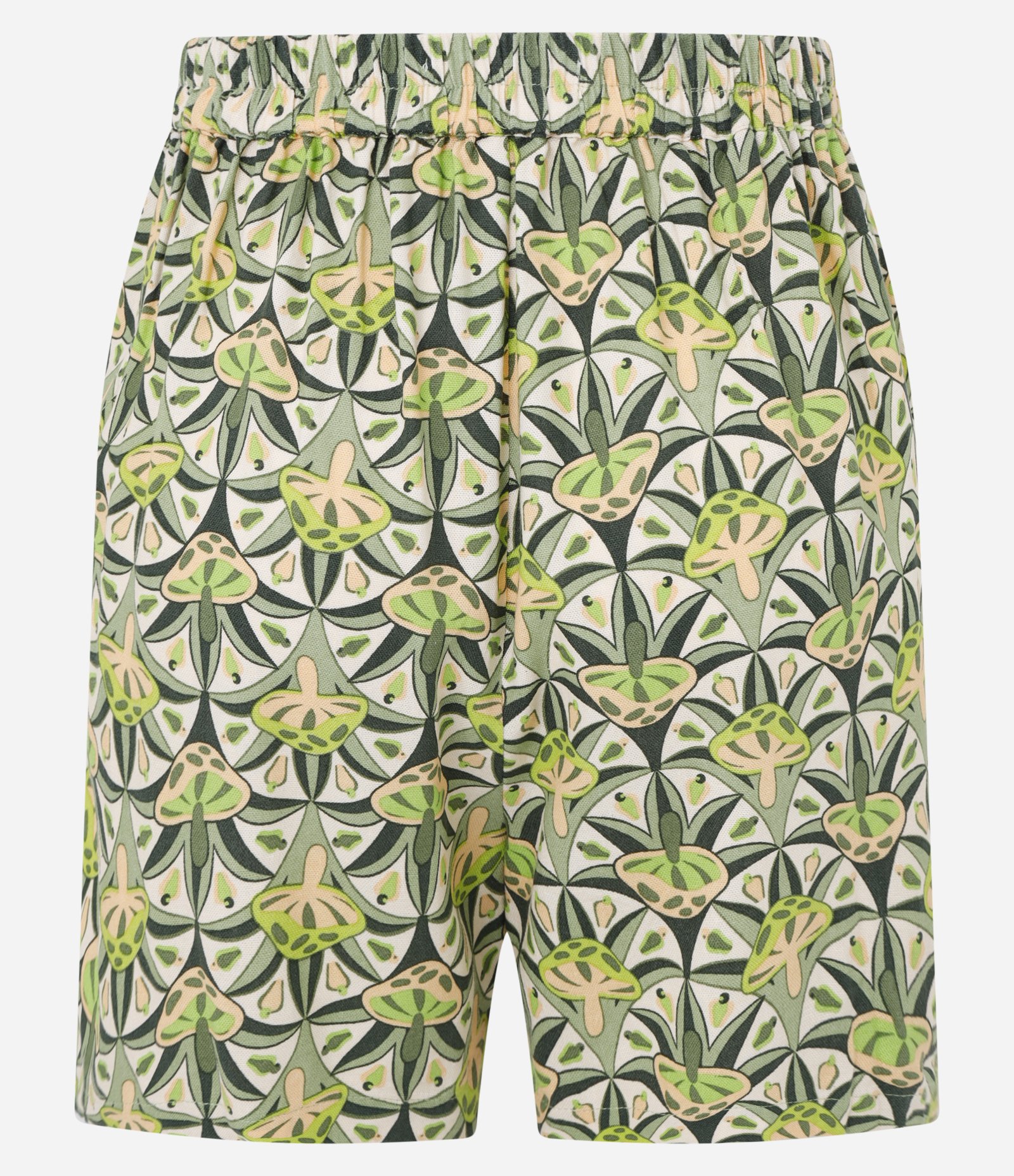 Short Curto em Viscolinho com Estampa Cogumelos Verde 8