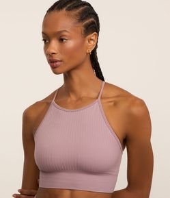Top Esportivo em Poliamida com Textura Canelada sem Costura