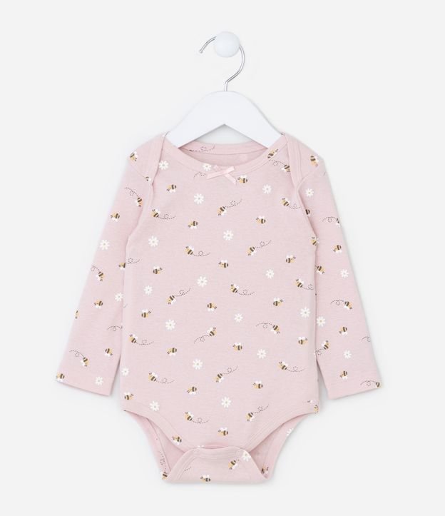Body Infantil em Algodão com Estampa Abelhinhas - Tam RN a 18 meses