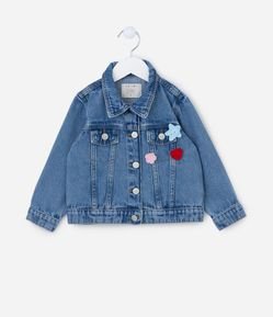 Jaqueta Infantil em Jeans com Bordado em Crochê - Tam 1 a 5 Anos