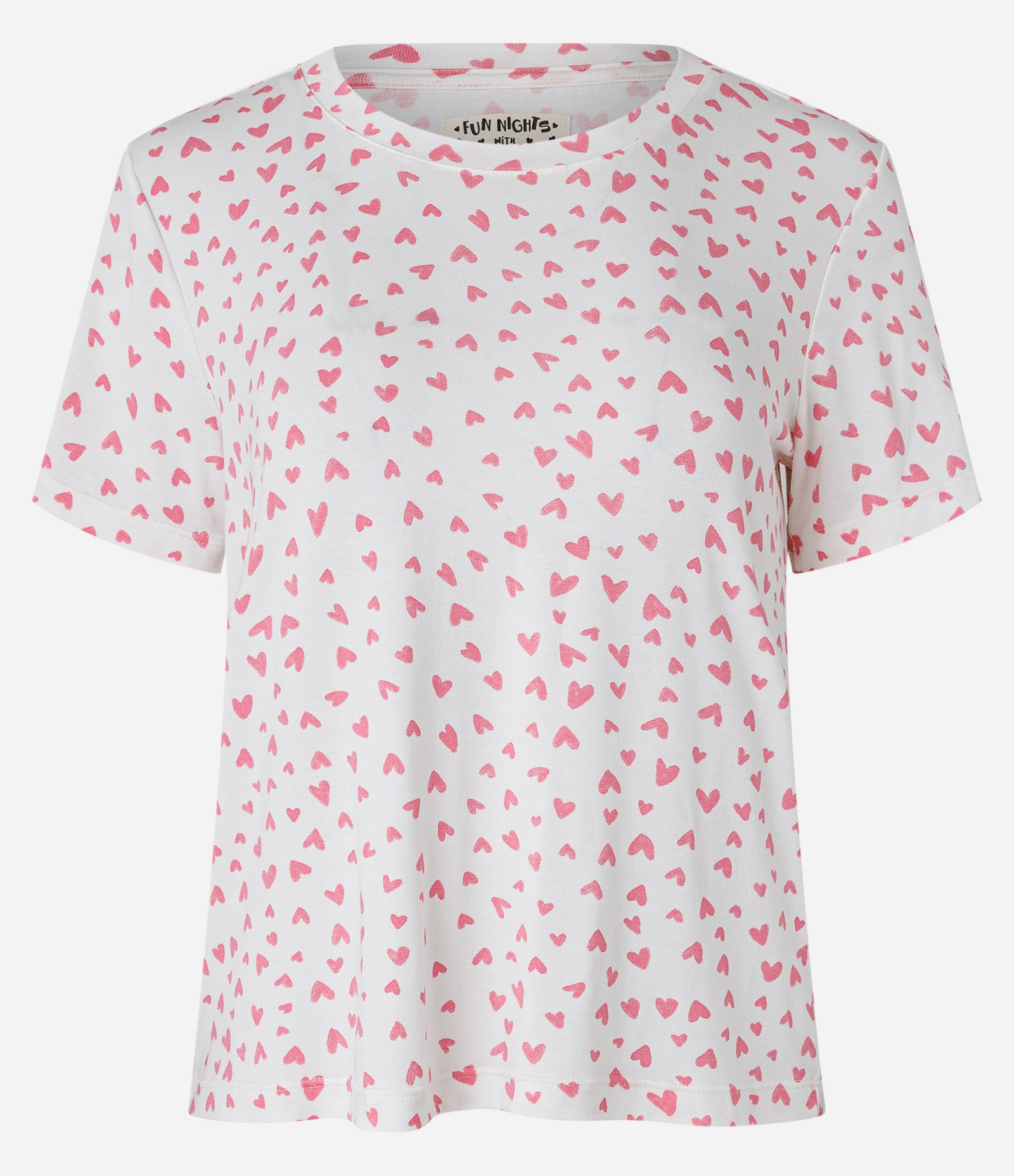 Blusa de Pijama com Estampa de Corações Branco/Rosa 4