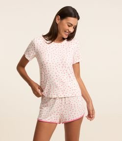 Blusa de Pijama com Estampa de Corações