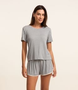 Blusa de Pijama em Viscose com Estampa Xadrez