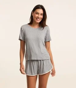 Short de Pijama em Viscose Xadrez