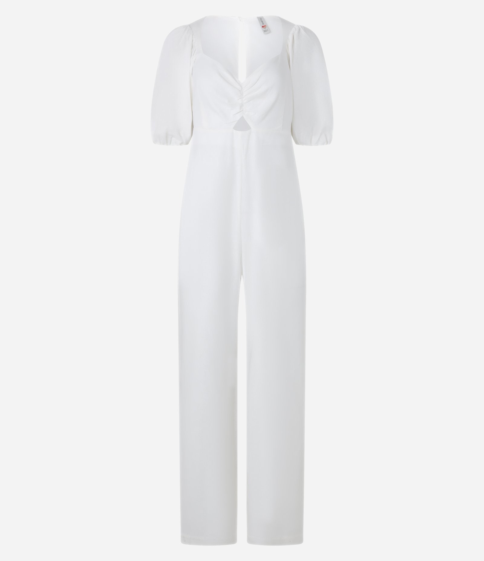 Macacão Longo em Viscolinho com Manga Bufante Branco 5