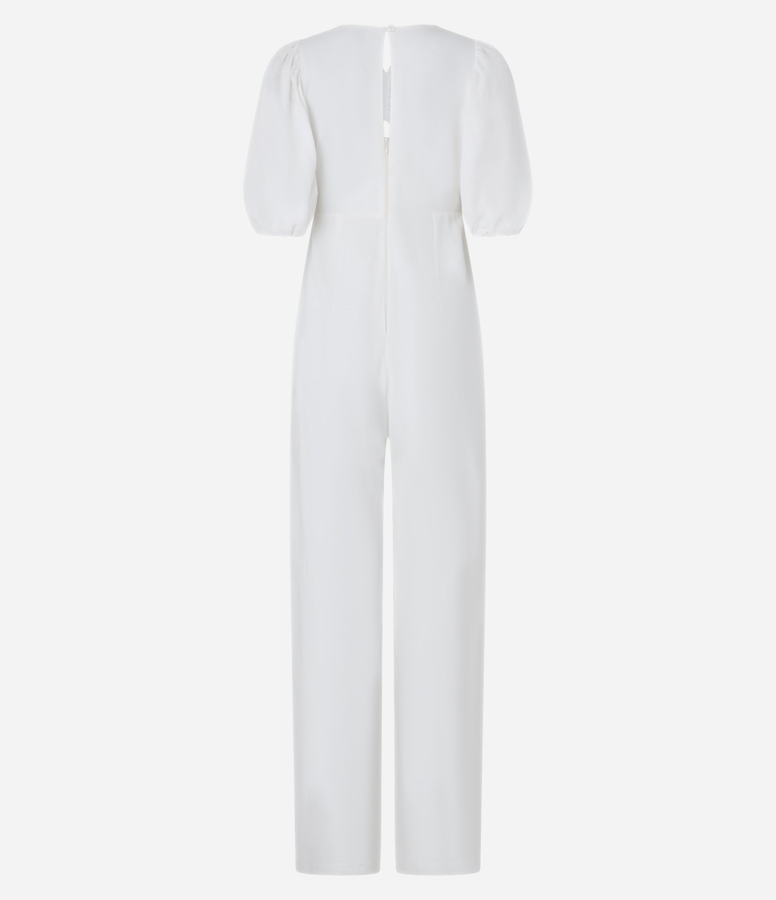 Macacão Longo em Viscolinho com Manga Bufante Branco 6