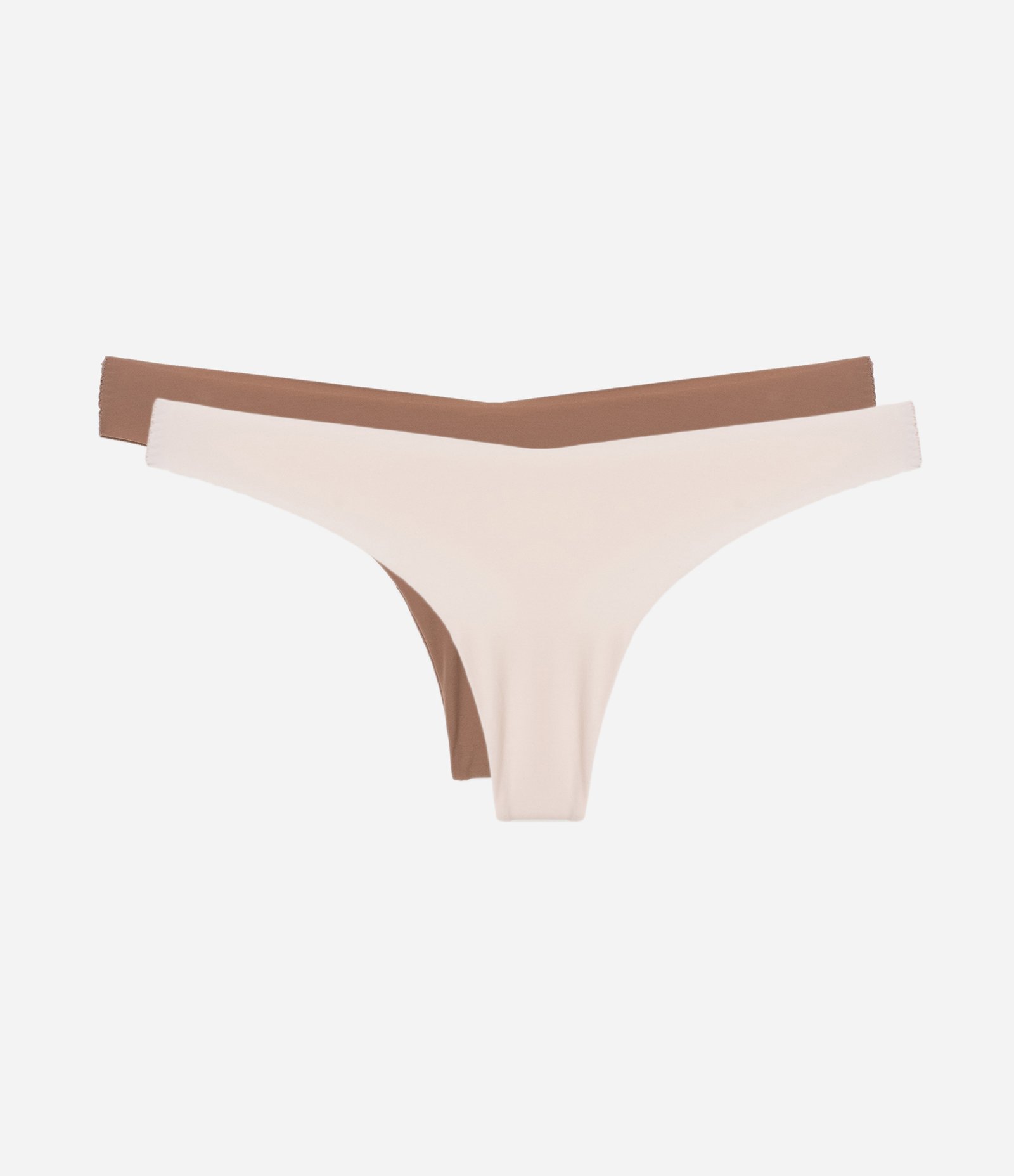 Kit 02 Calcinhas Biquíni em Microfibra com Corte a Fio Bege/Marrom 1