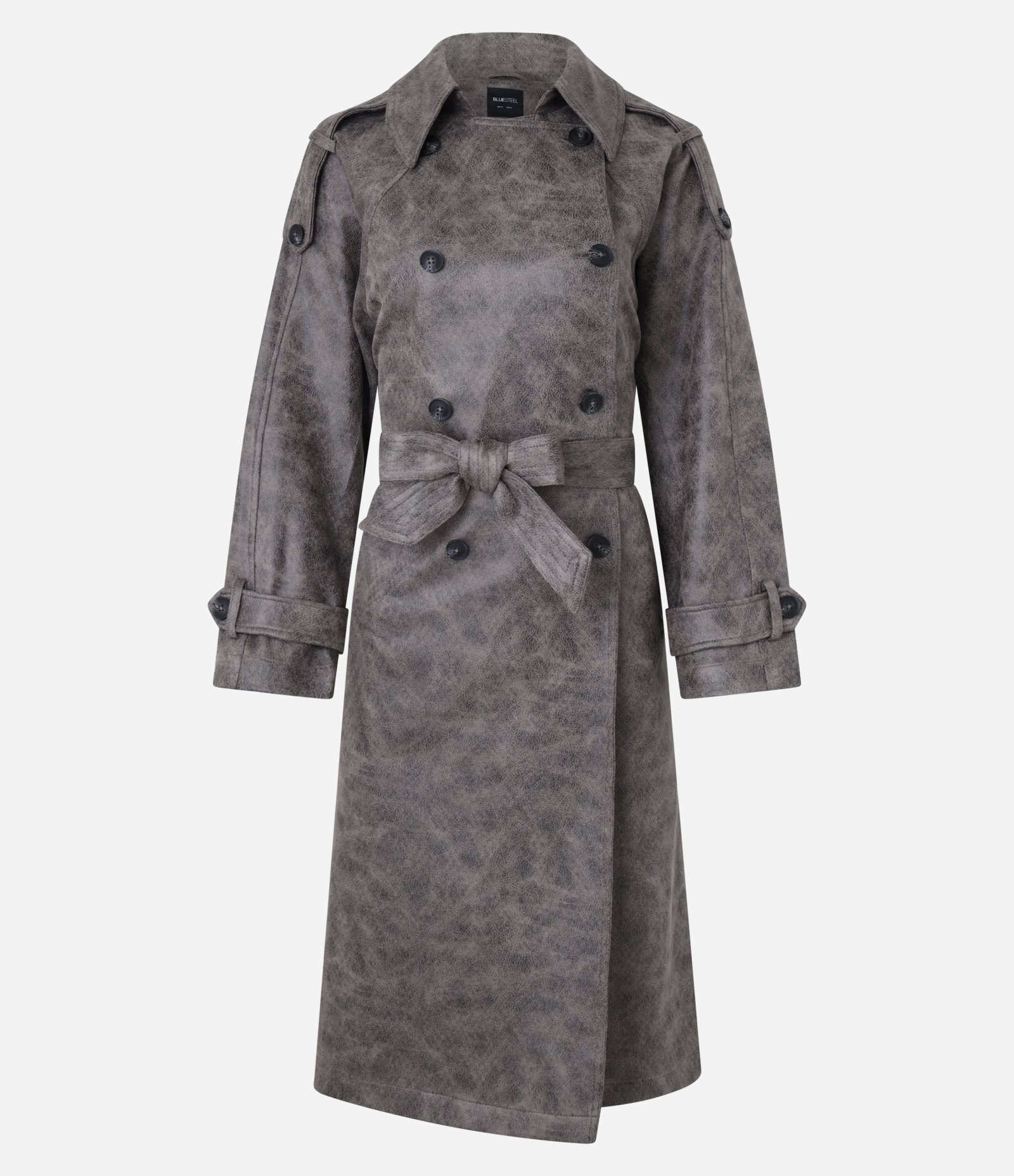 Trench Coat em PU Manchadinho com Faixa para Amarração Marrom 1