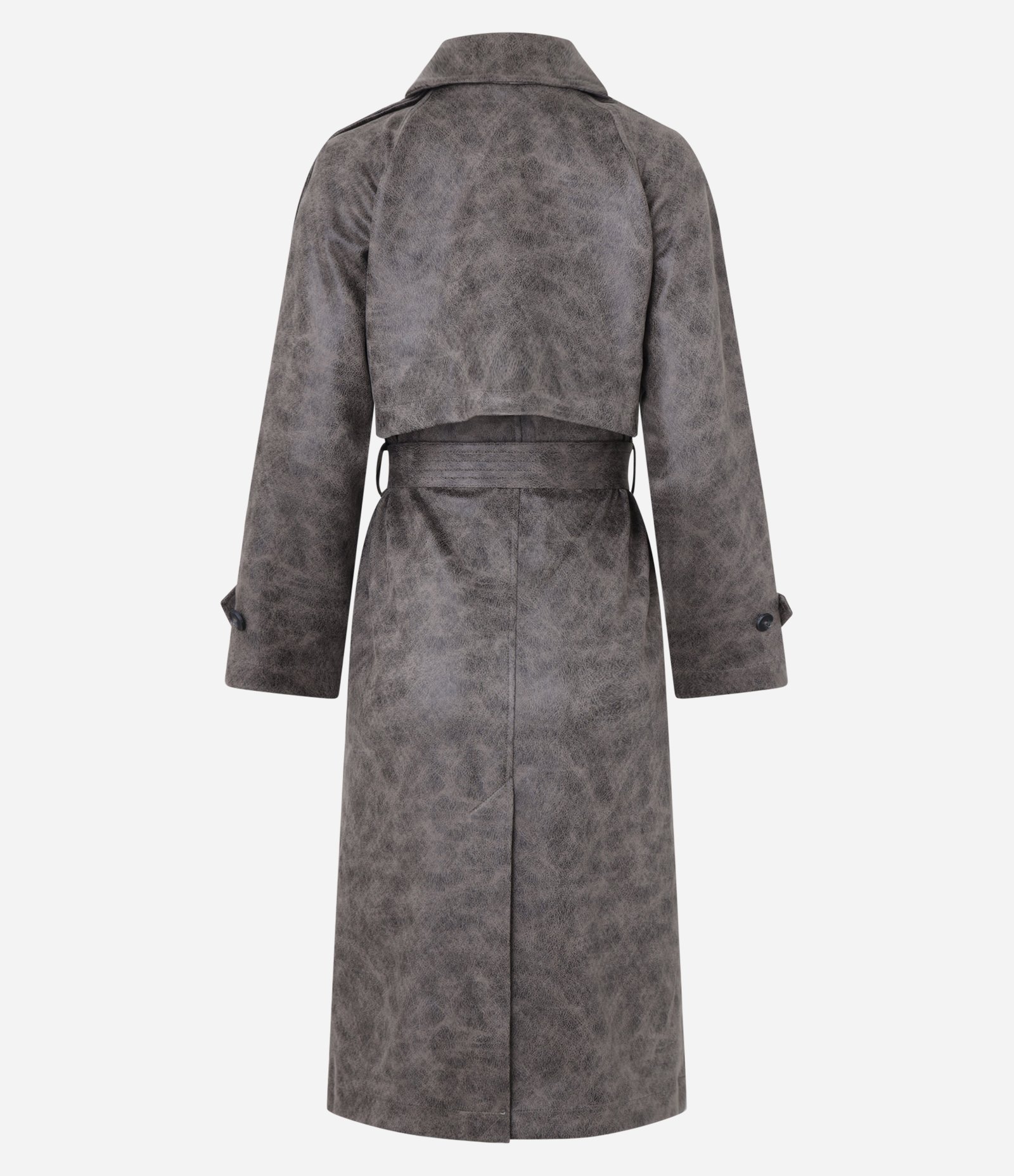 Trench Coat em PU Manchadinho com Faixa para Amarração Marrom 2
