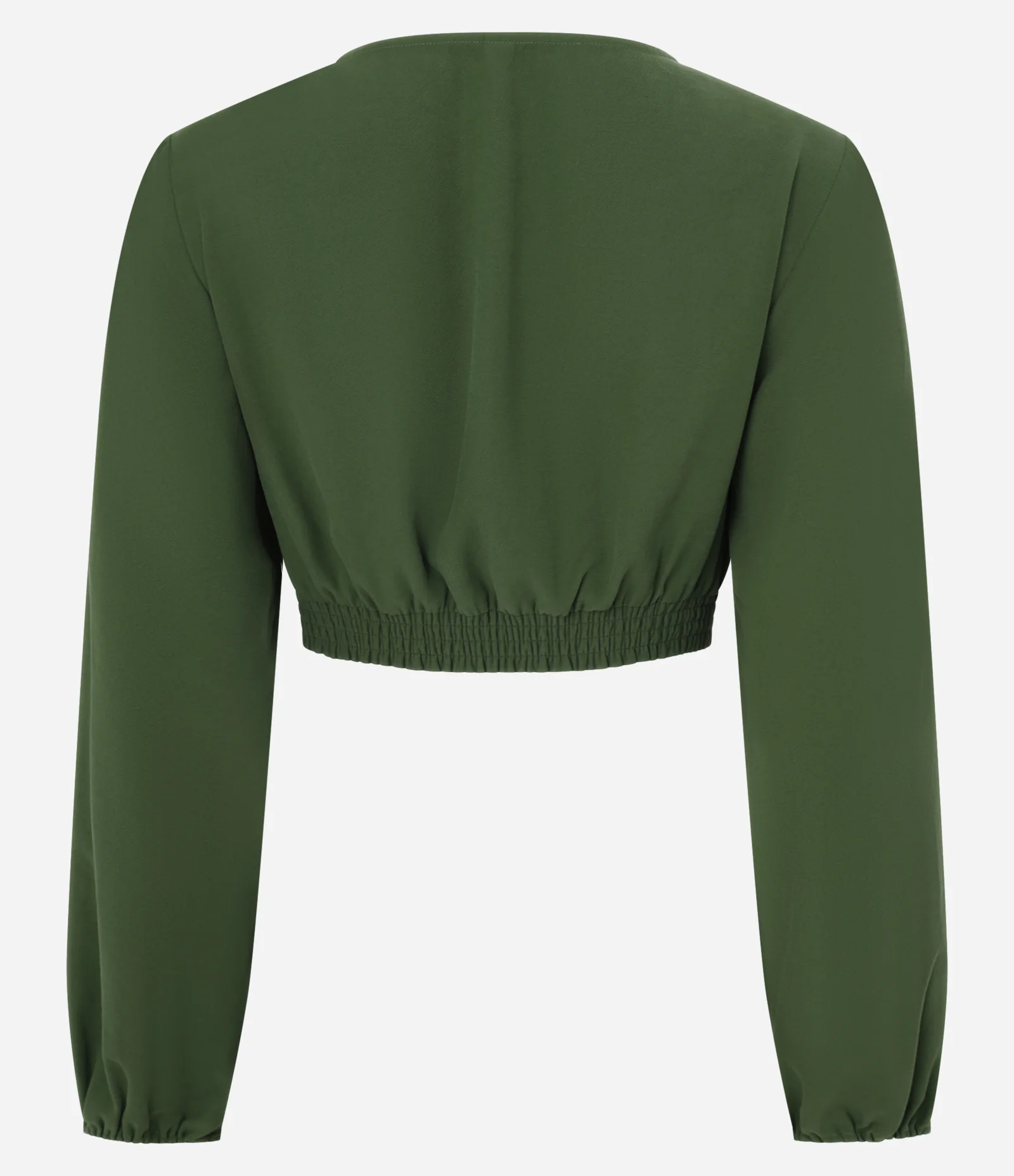 Blusa Cropped em Viscolinho com Abertura Frontal Verde 2
