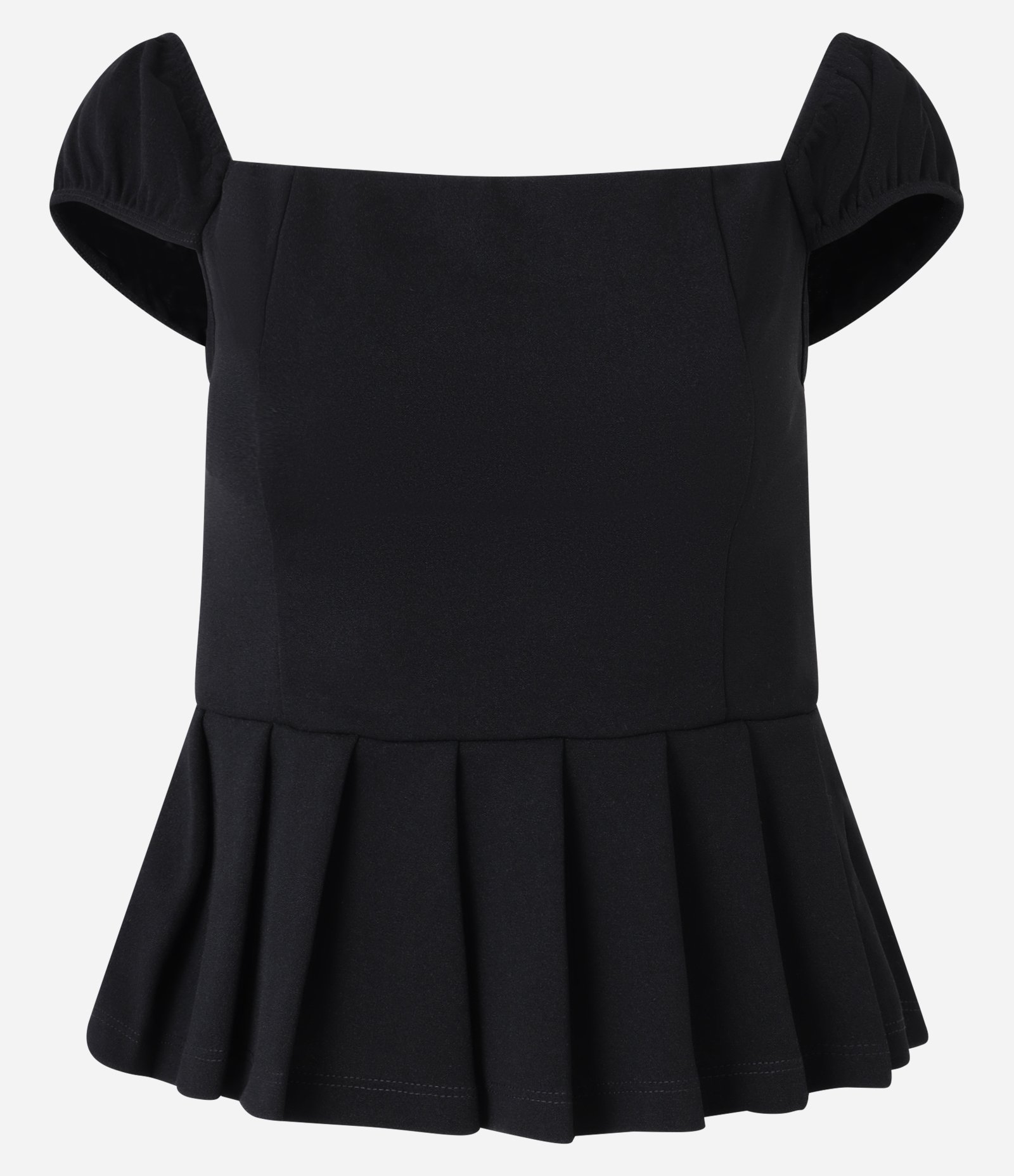 Blusa Curta em Crepe com Pregas na Barra Preto 4