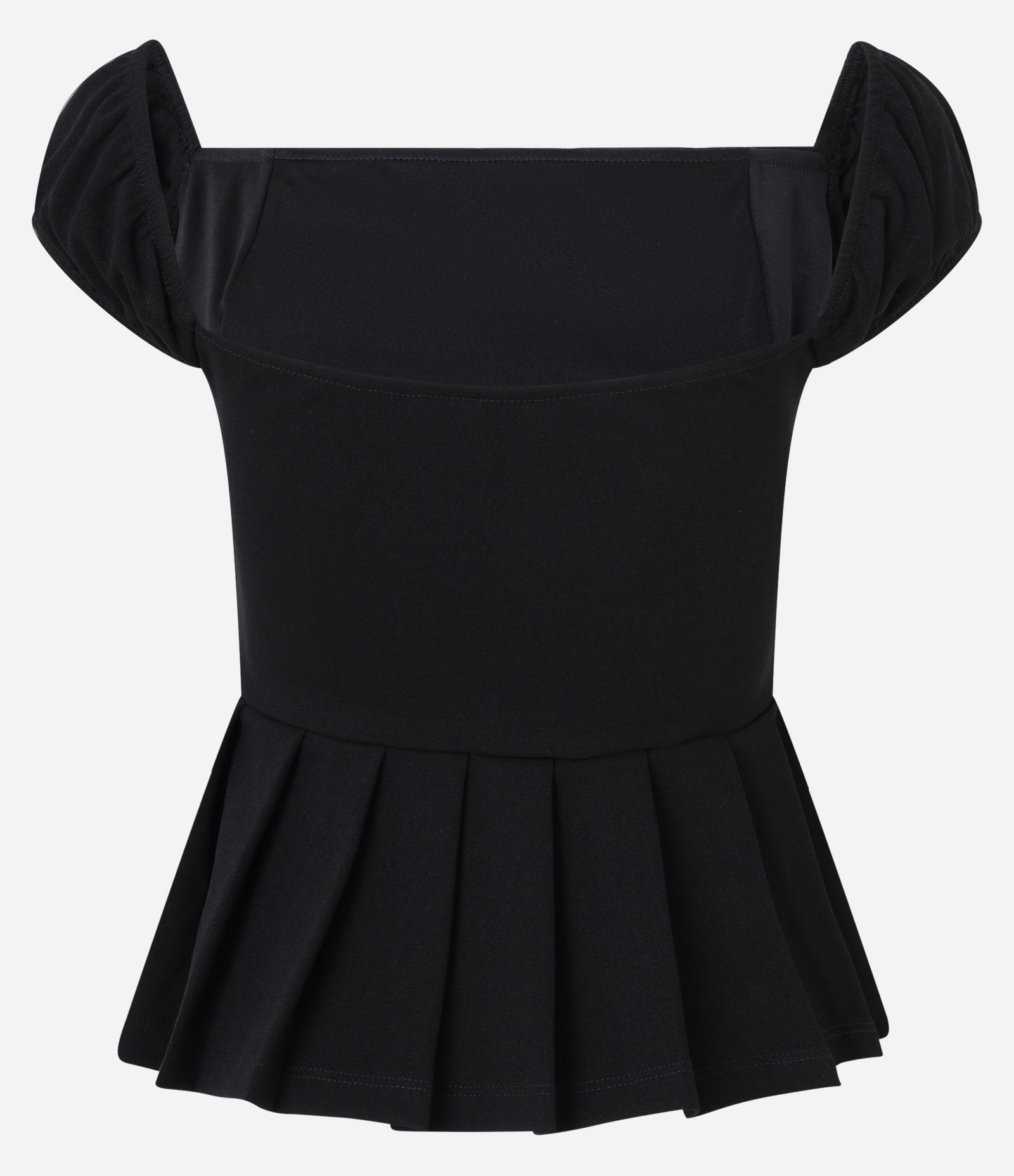 Blusa Curta em Crepe com Pregas na Barra Preto 5