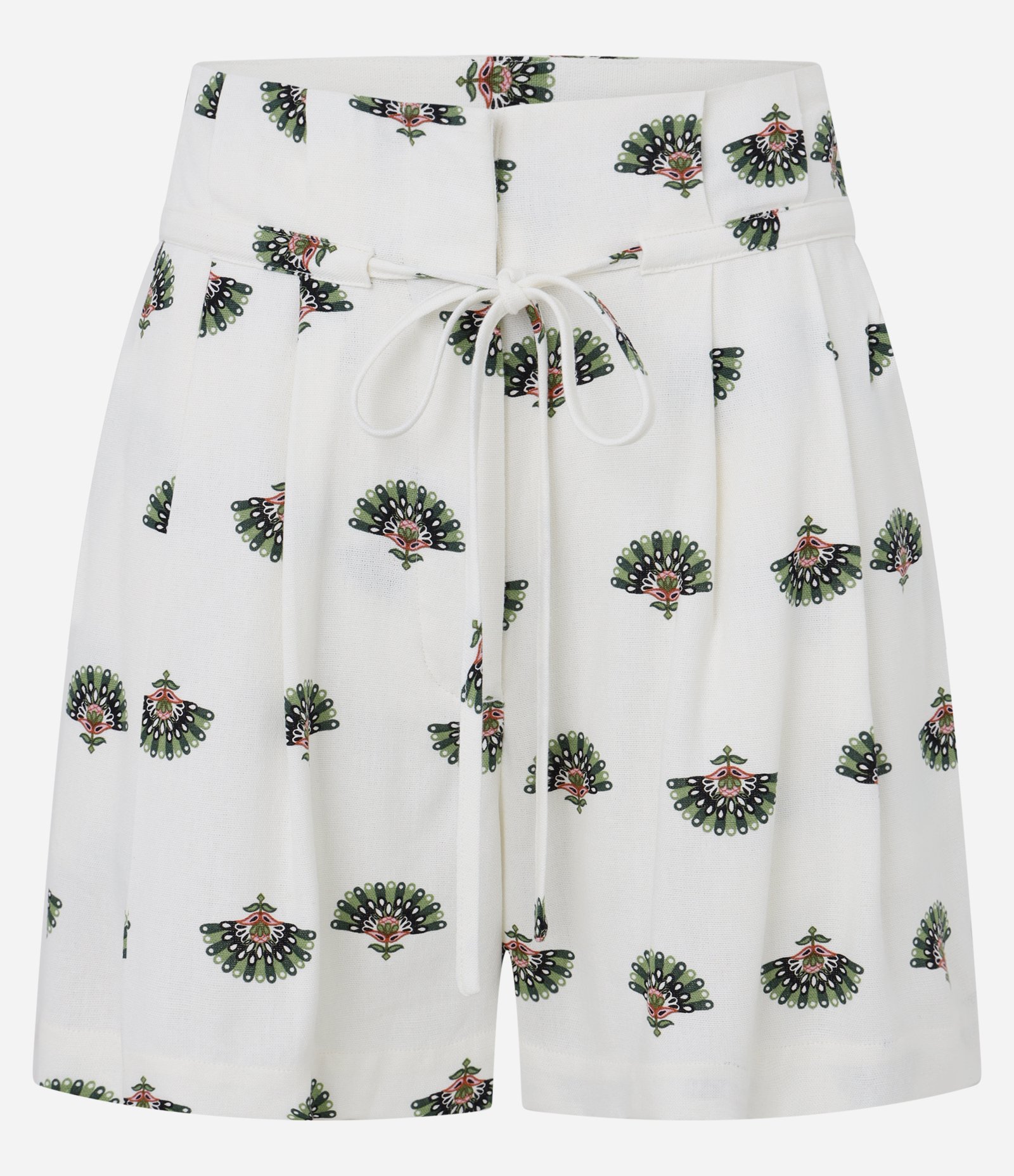 Short Curto em Viscose e Linho com Estampa Folhagens Branco 5