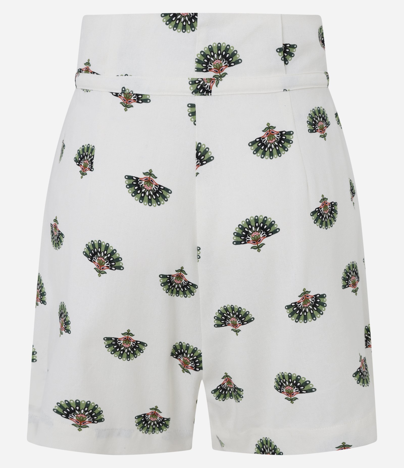 Short Curto em Viscose e Linho com Estampa Folhagens Branco 6