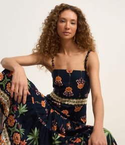 Vestido New Midi em Viscolinho com Estampa Floral