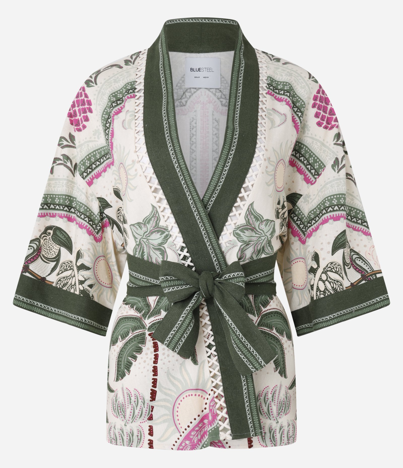 Kimono Alongado em Viscolinho com Estampa Floral Boho Multicores 4