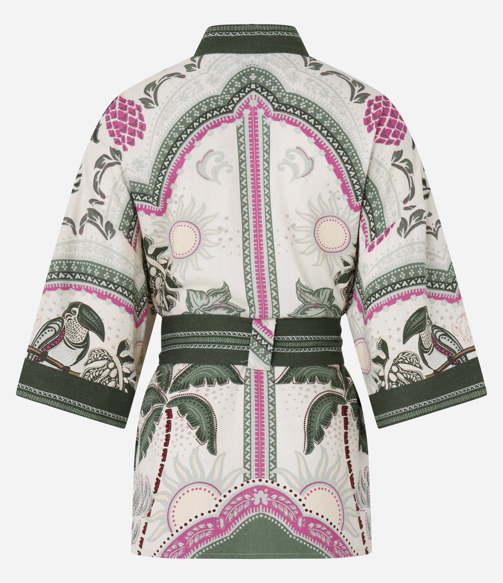 Kimono Alongado em Viscolinho com Estampa Floral Boho Multicores 5