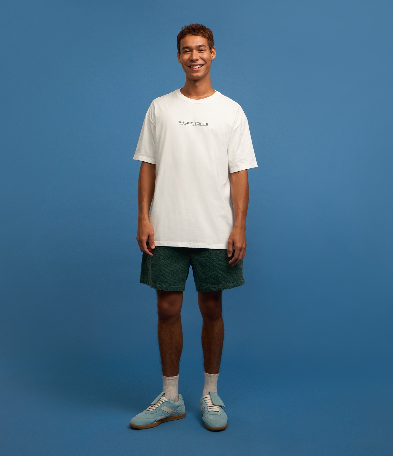 Bermuda Slim em Veludo Cotelê com Cós Elástico e Textura Xadrez Verde 5