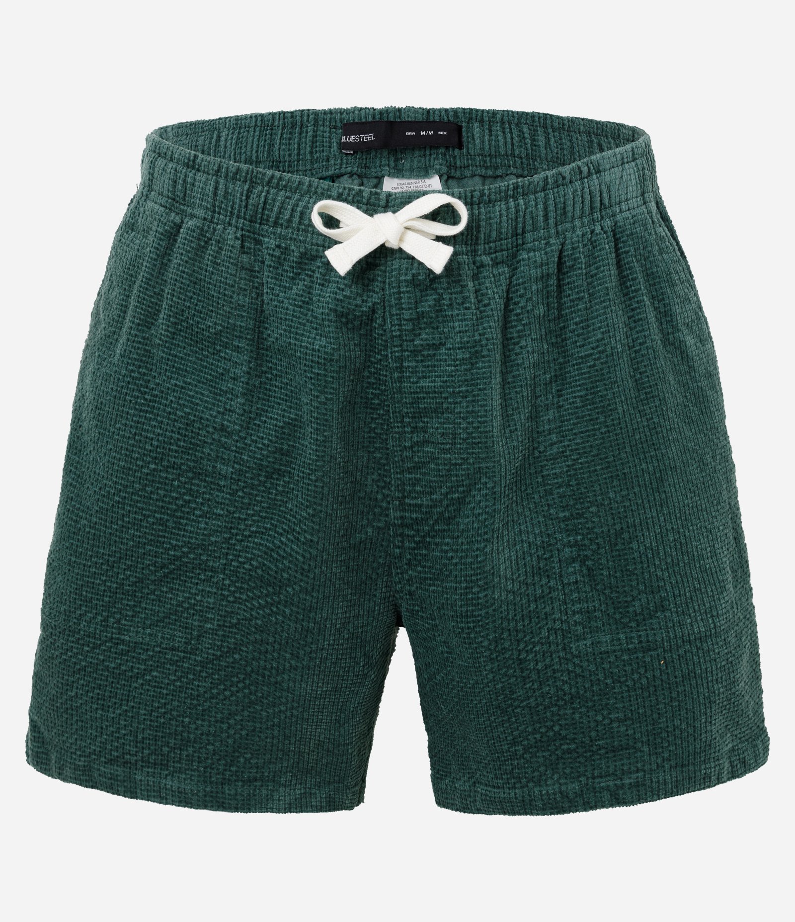 Bermuda Slim em Veludo Cotelê com Cós Elástico e Textura Xadrez Verde 6