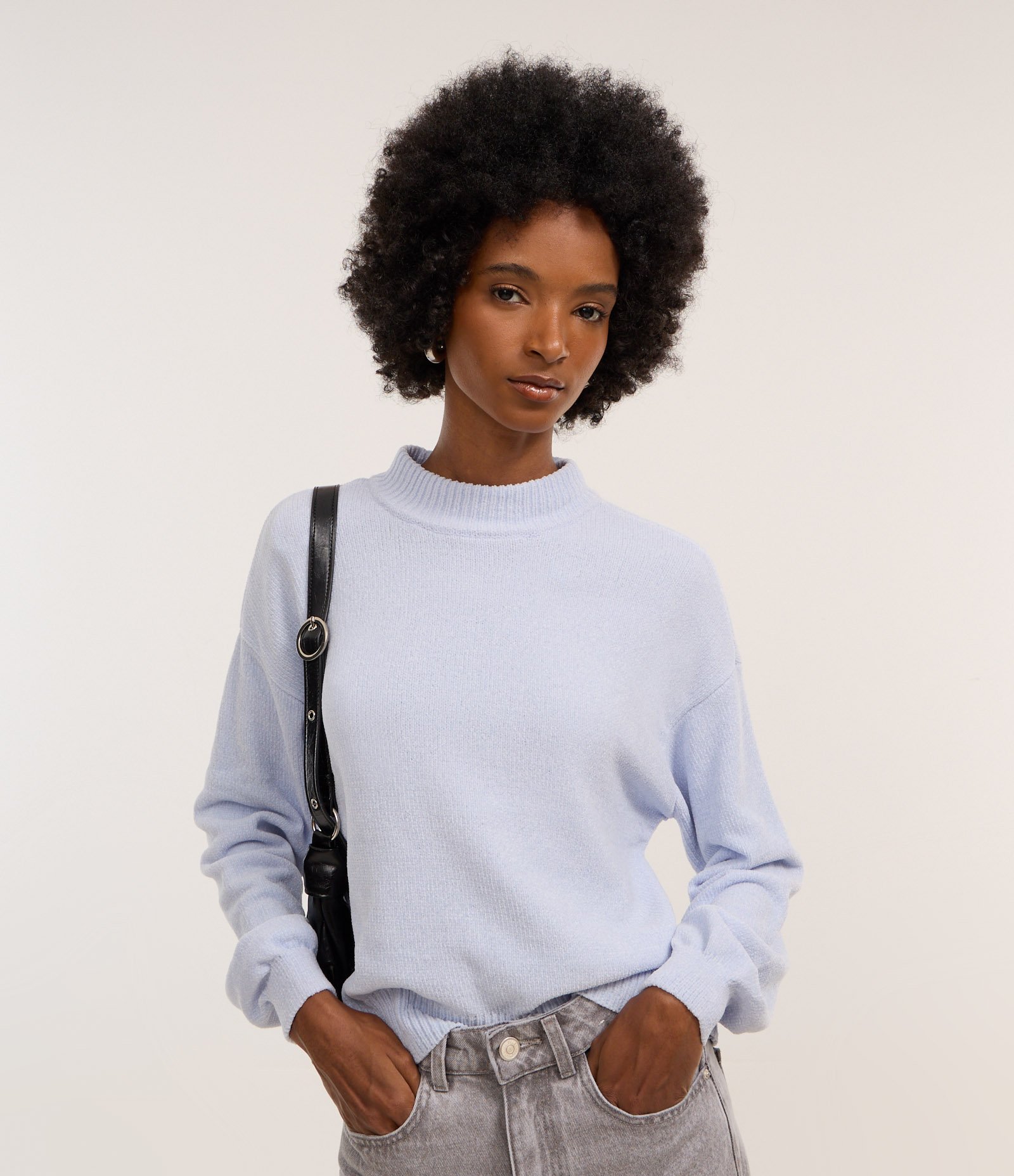 Suéter em Chenille com Golinha Alta e Ribanas 1