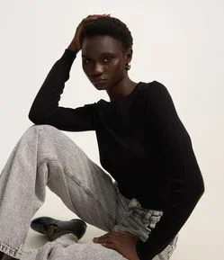 Blusa em Tricô com Punho Barra