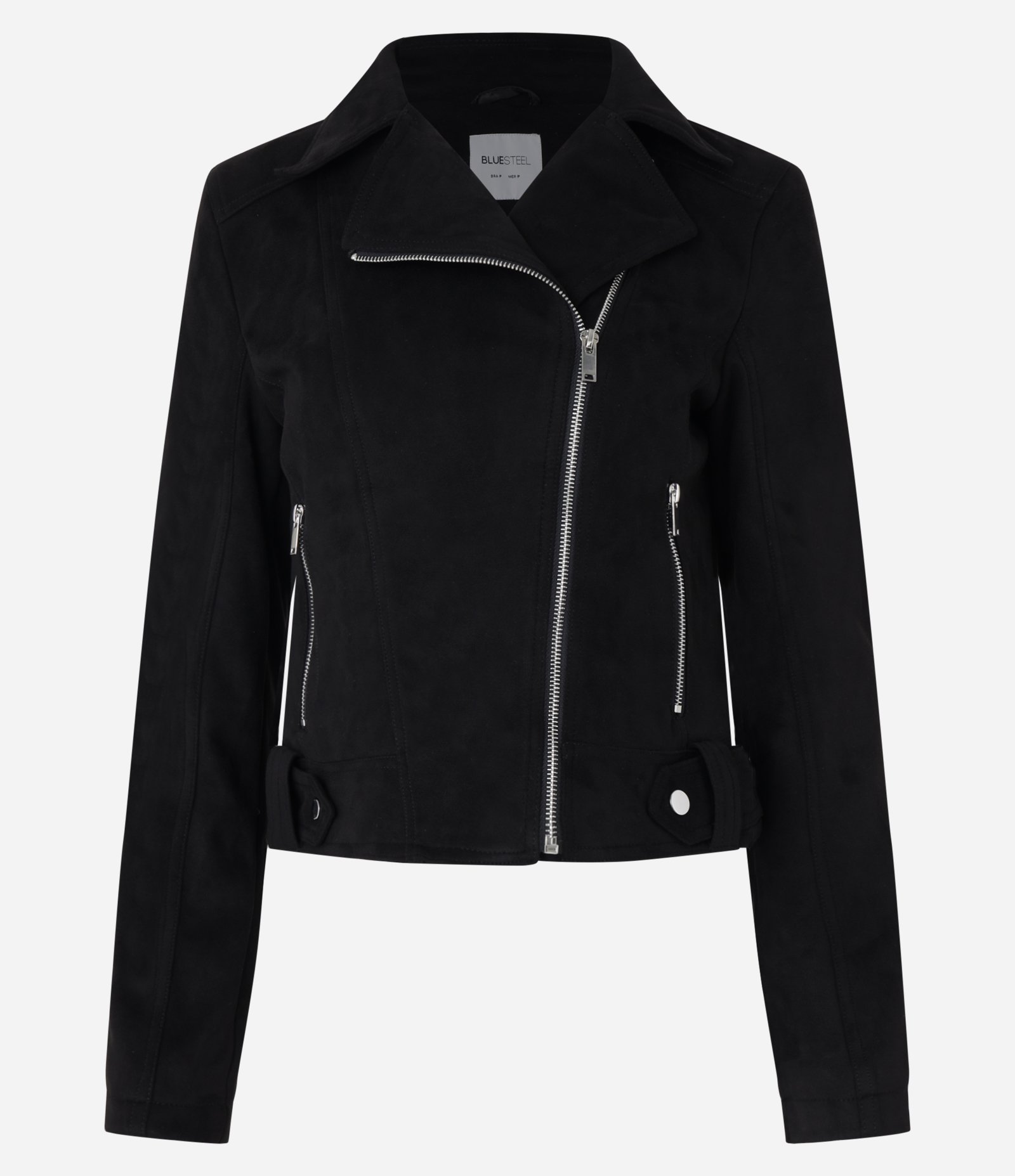 Jaqueta Biker em Suede com Bolsos e Zíper Preto 4