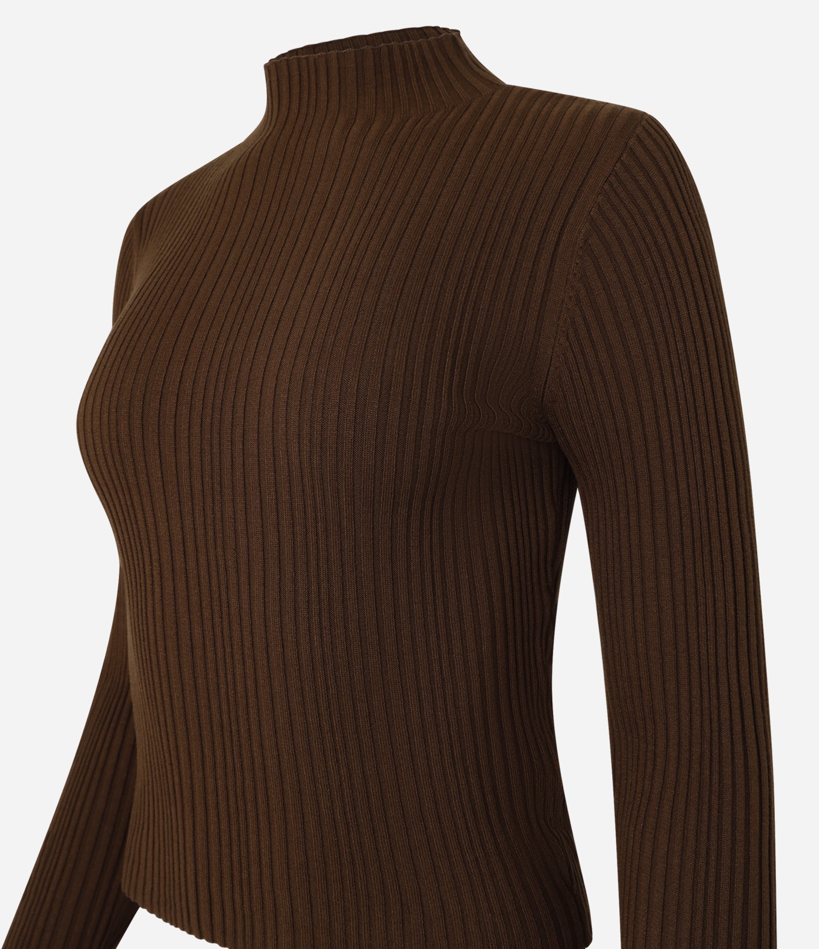 Blusa em Tricô com Golinha Alta Marrom 5