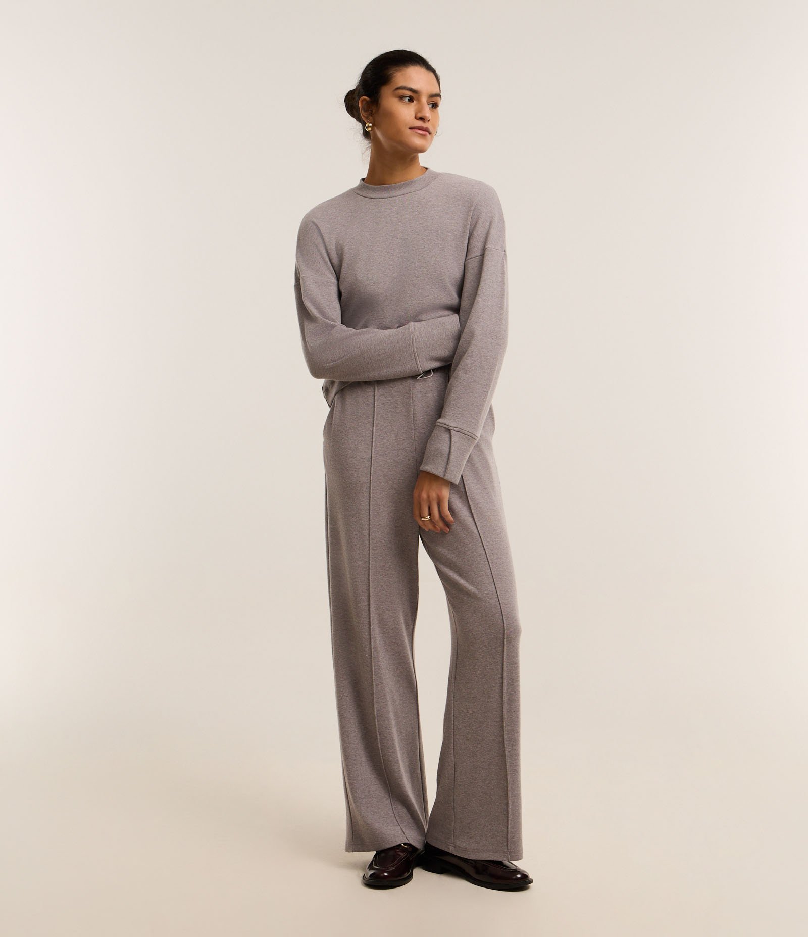 Casaco em Moletom com Malha Brushed Cinza 2