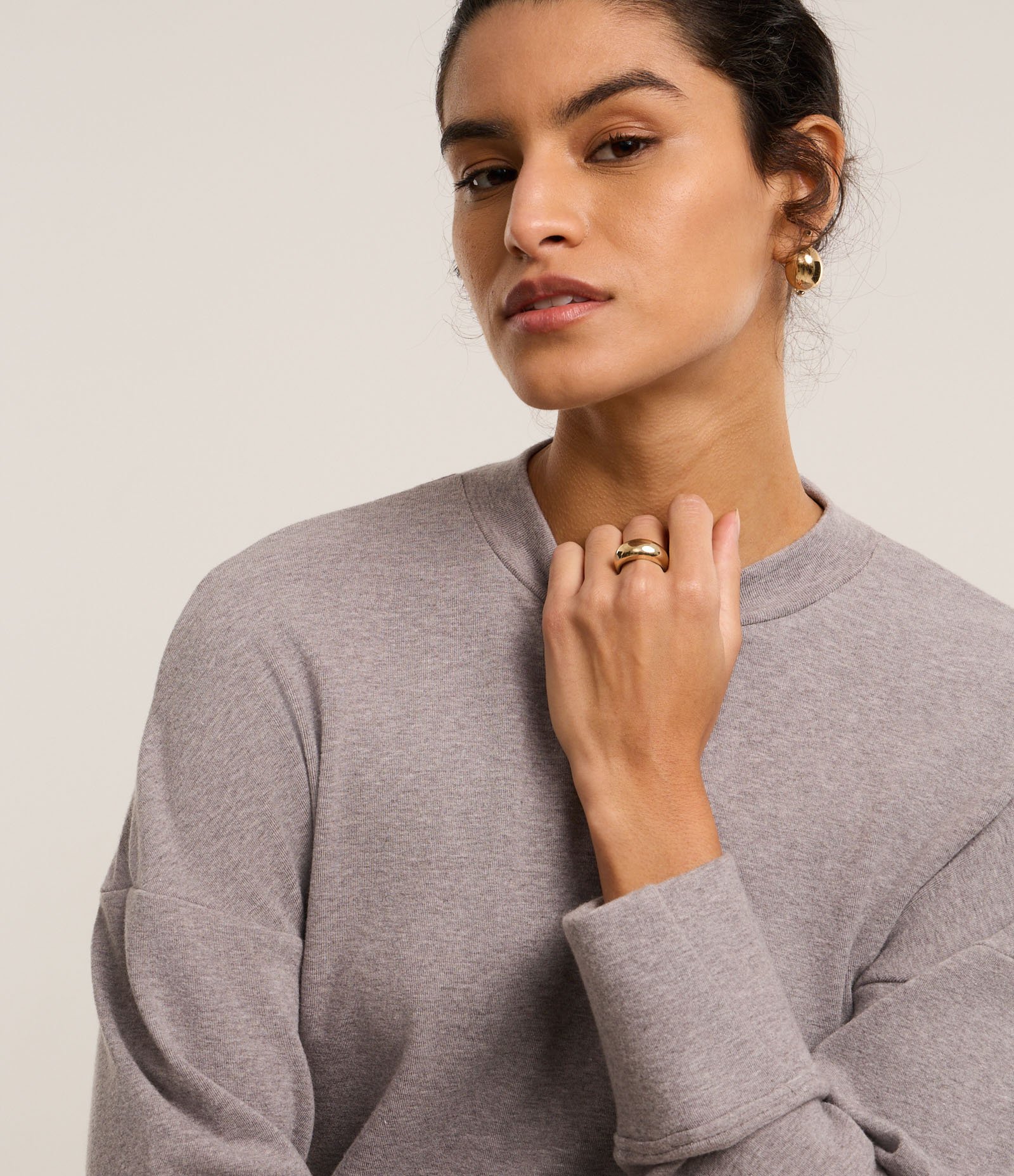 Casaco em Moletom com Malha Brushed Cinza 3