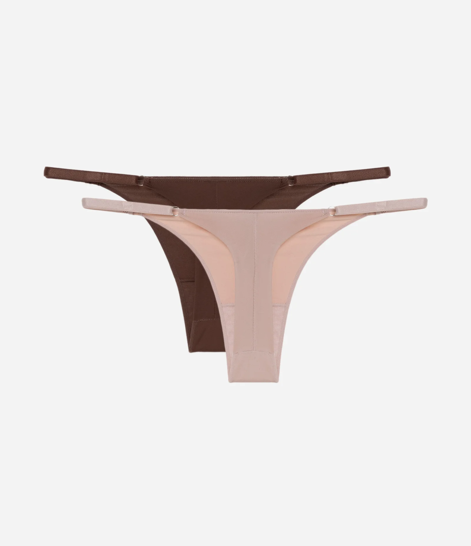 Kit 02 Calcinha String em Microfibra com Alça Regulável Bege/Marrom 2