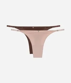 Kit 02 Calcinha String em Microfibra com Alça Regulável