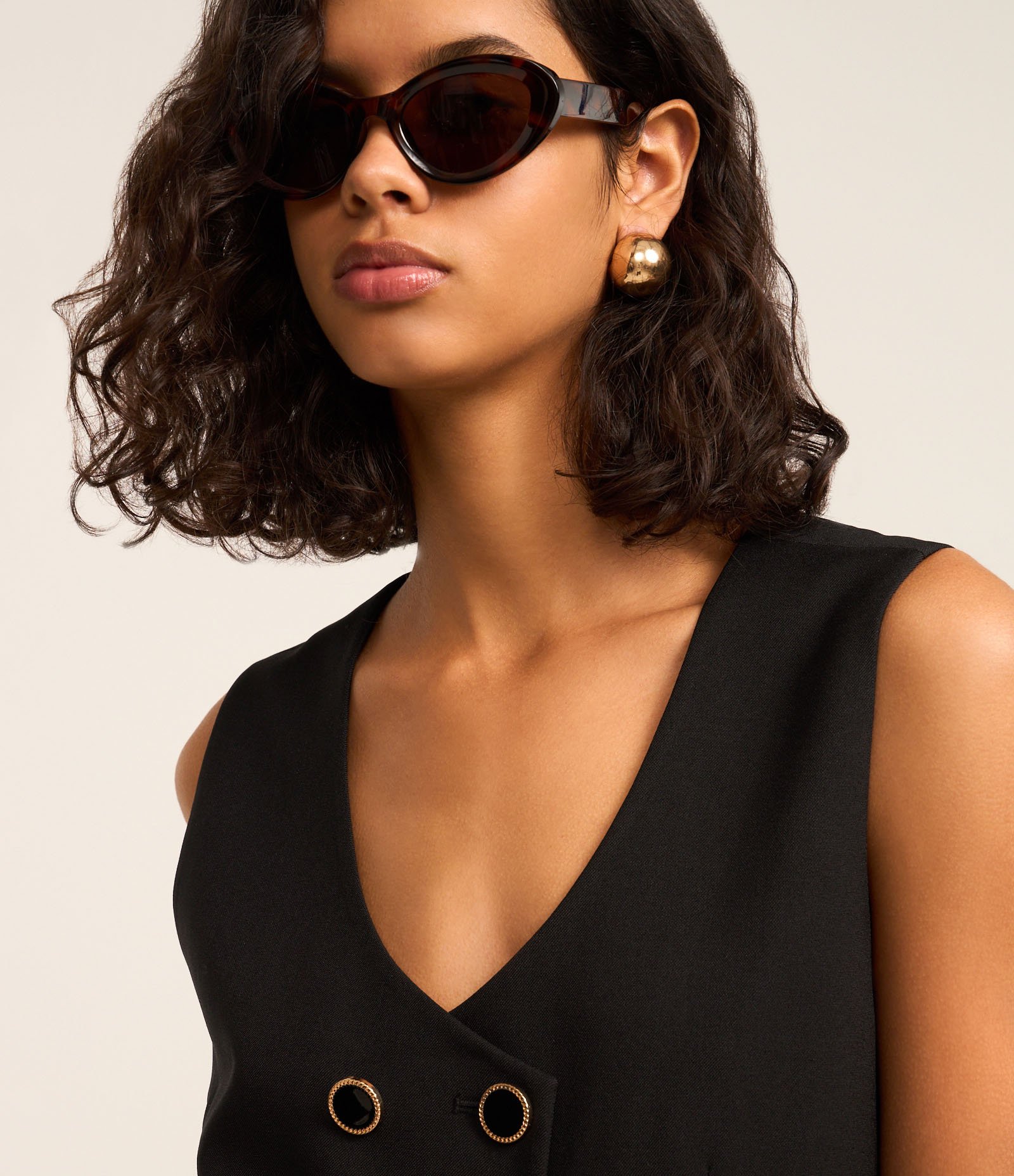 Colete Alfaiatado com Botões no Transpasse e Lapelas Preto 3