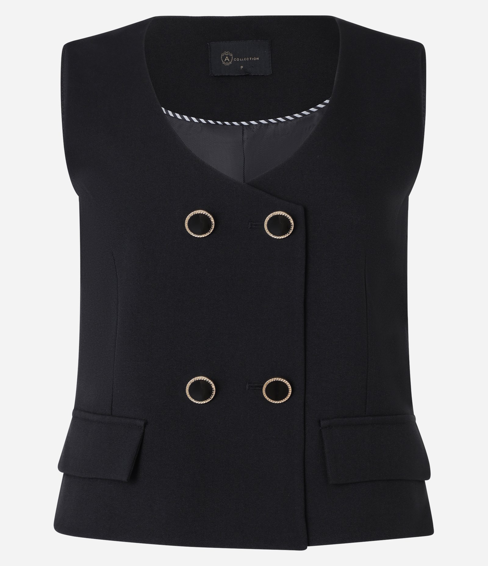 Colete Alfaiatado com Botões no Transpasse e Lapelas Preto 5