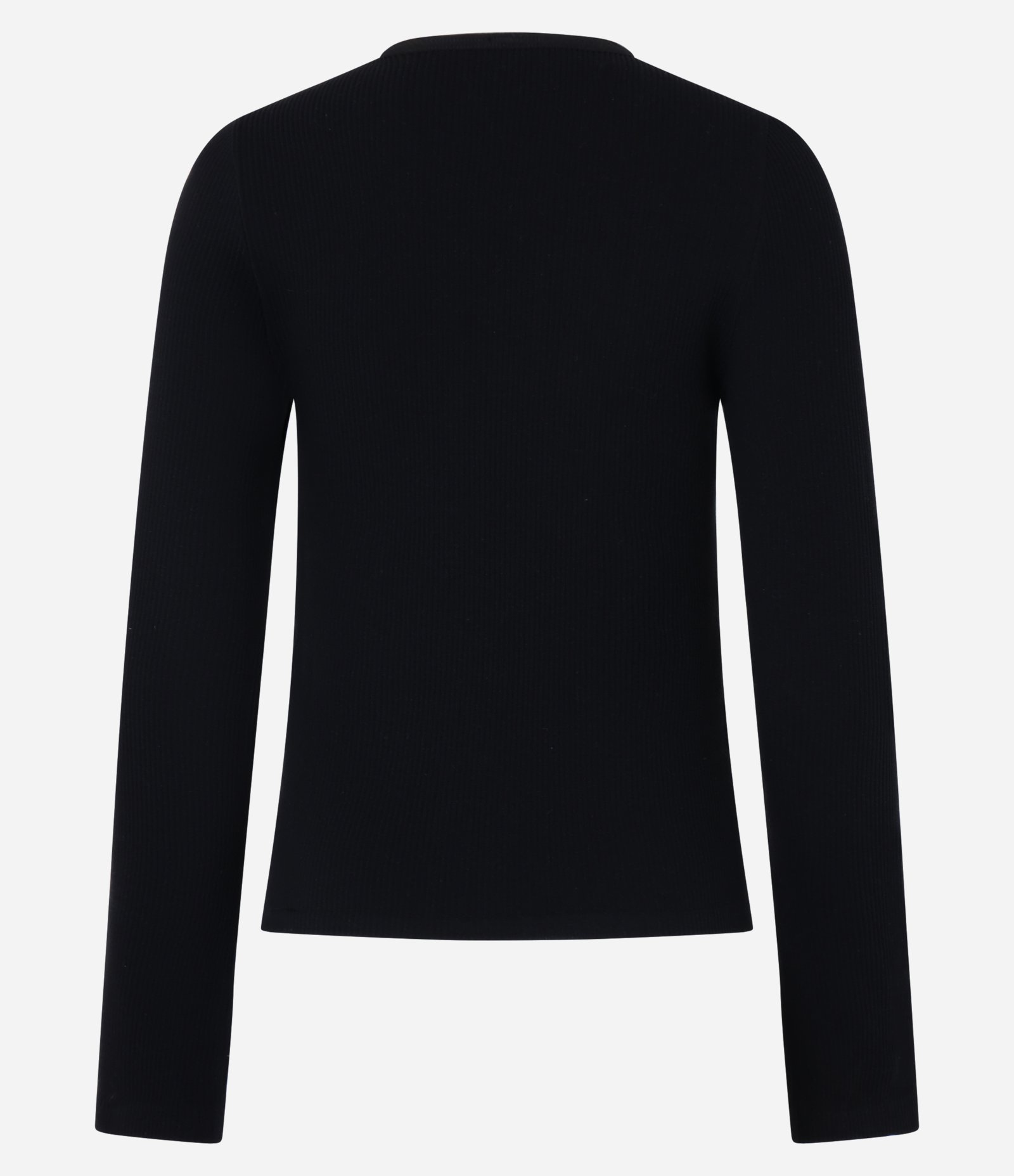 Blusa Canelada em Seamless com Decote Quadrado e Fenda no Punho Preto 3