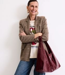 Blazer Oversized Alfaiatado com Estampa Pied de Poule