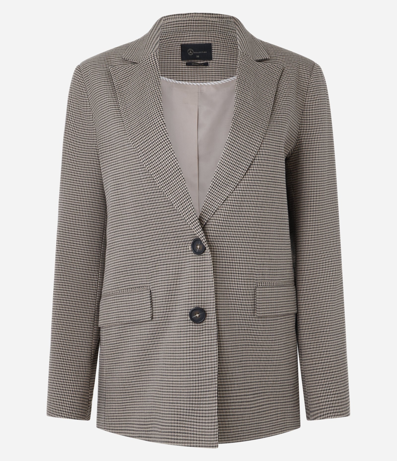 Blazer Oversized Alfaiatado com Estampa Pied de Poule Cinza 11