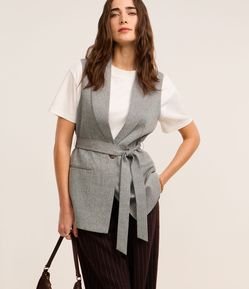 Colete Alfaiatado com Linho e Cinto de Tecido