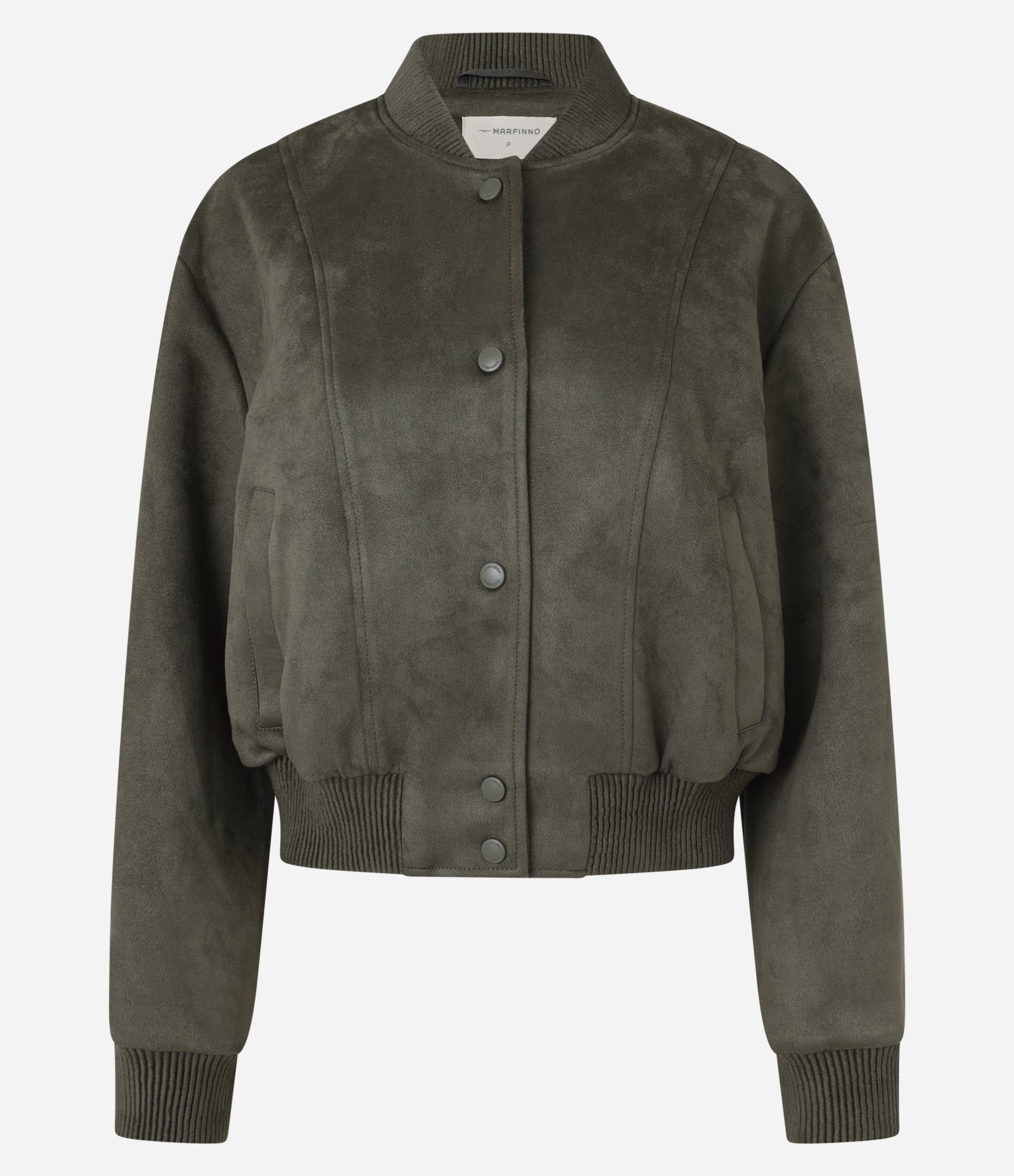 Jaqueta Bomber em Suede com Barras Ajustadas e Recortes 5