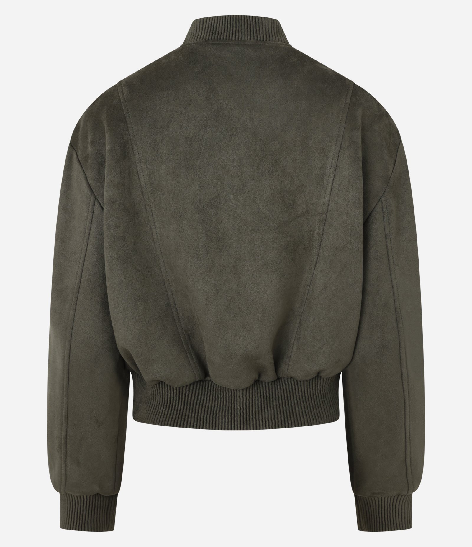 Jaqueta Bomber em Suede com Barras Ajustadas e Recortes 7