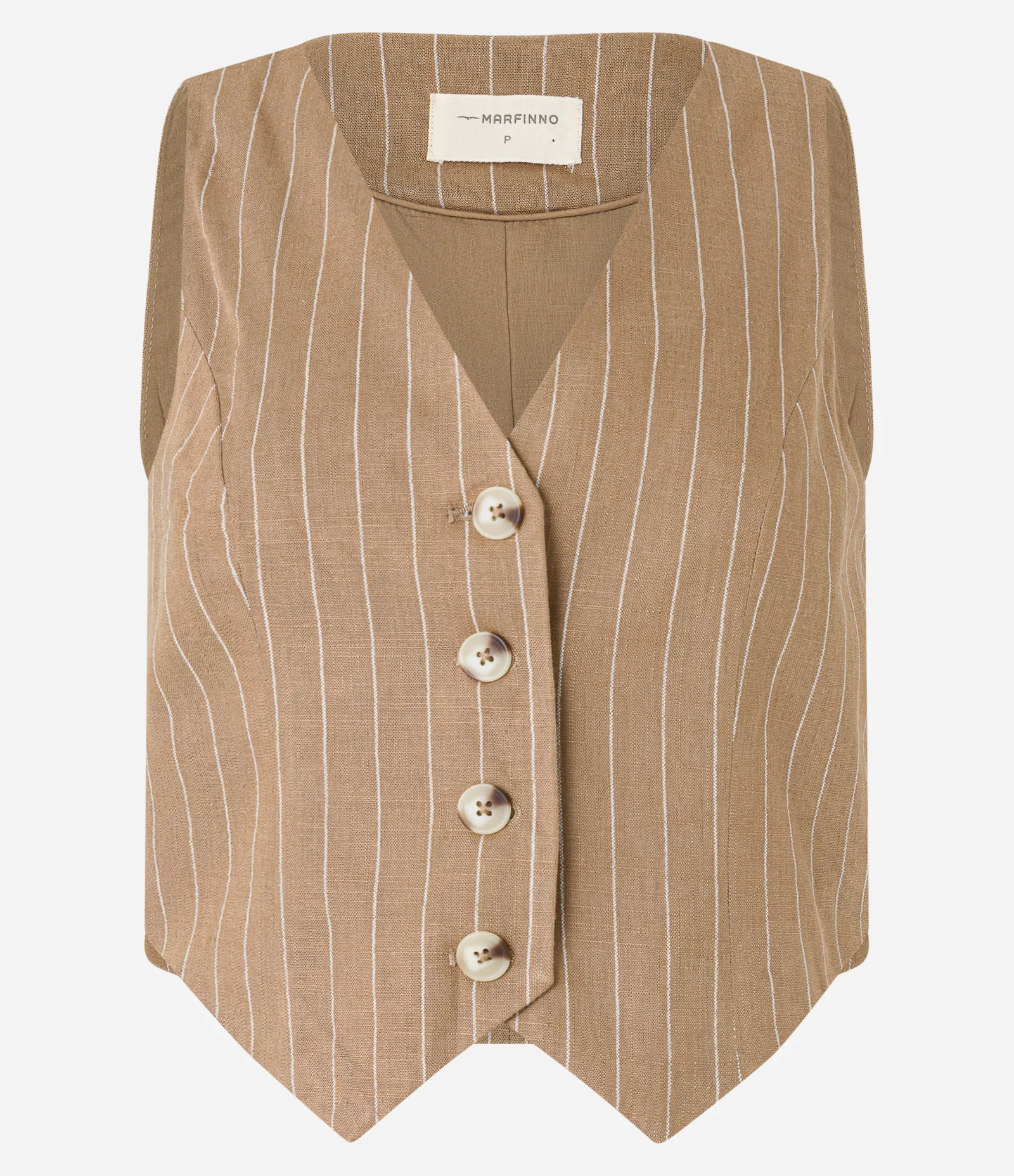 Colete em Tricô Listrado com Barra V Marrom 5