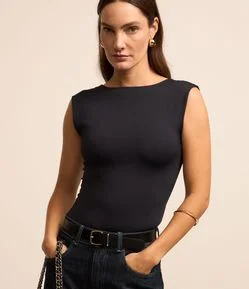 Blusa Sem Manga em Poliamida com Costas Decotadas