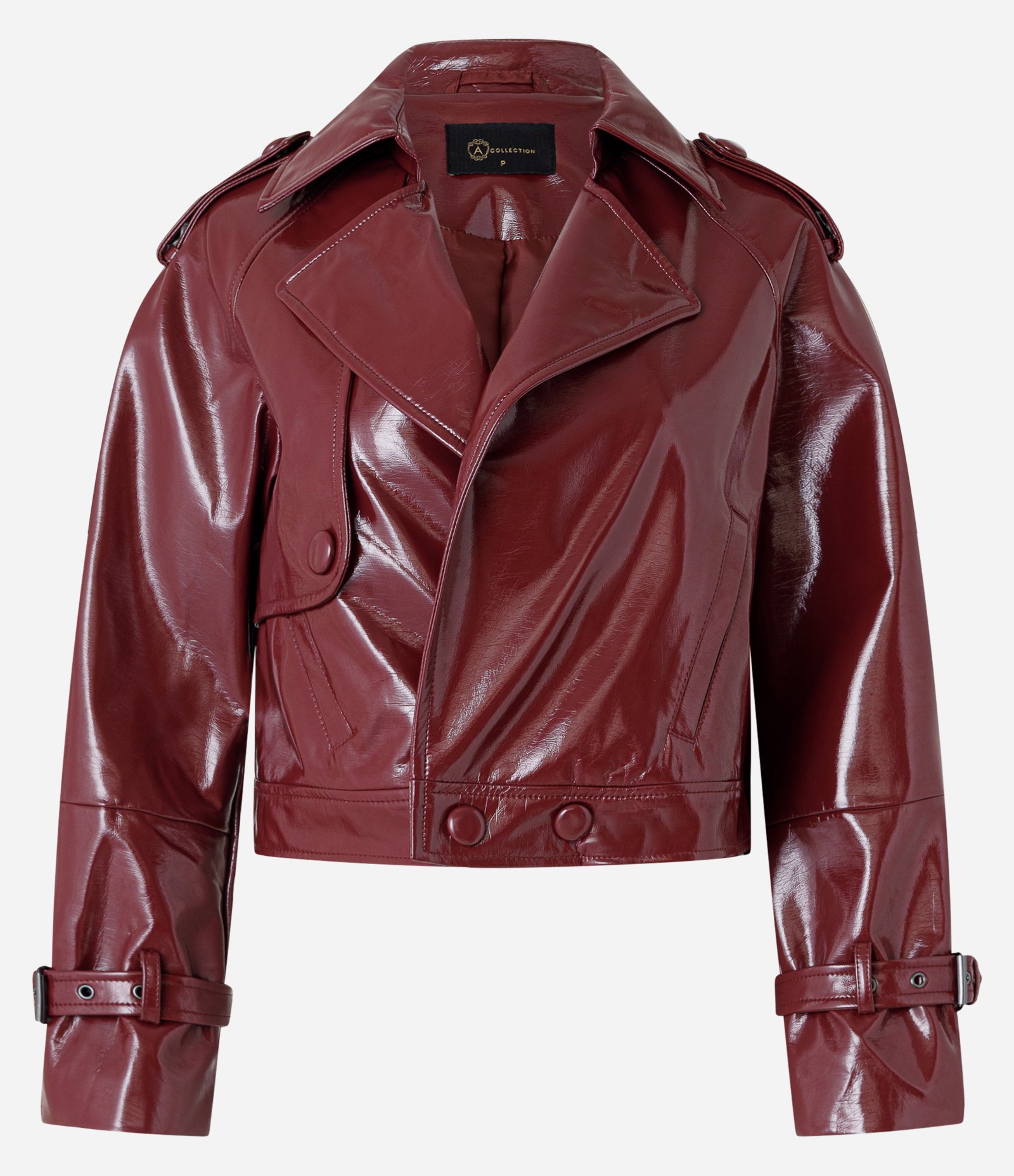 Jaqueta em PU com Faixa no Punho e Efeito Vinil Vermelho 8