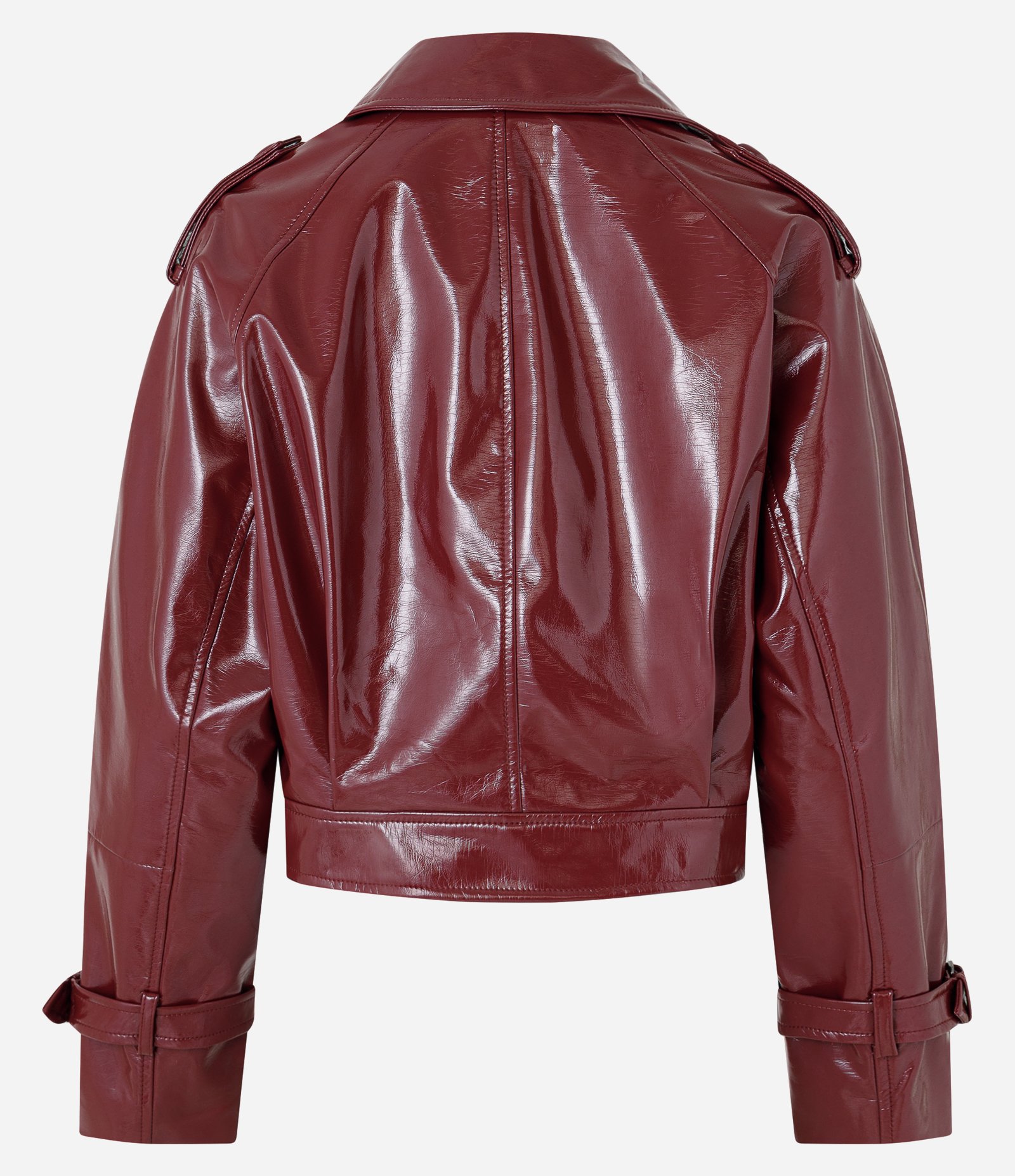 Jaqueta em PU com Faixa no Punho e Efeito Vinil Vermelho 9