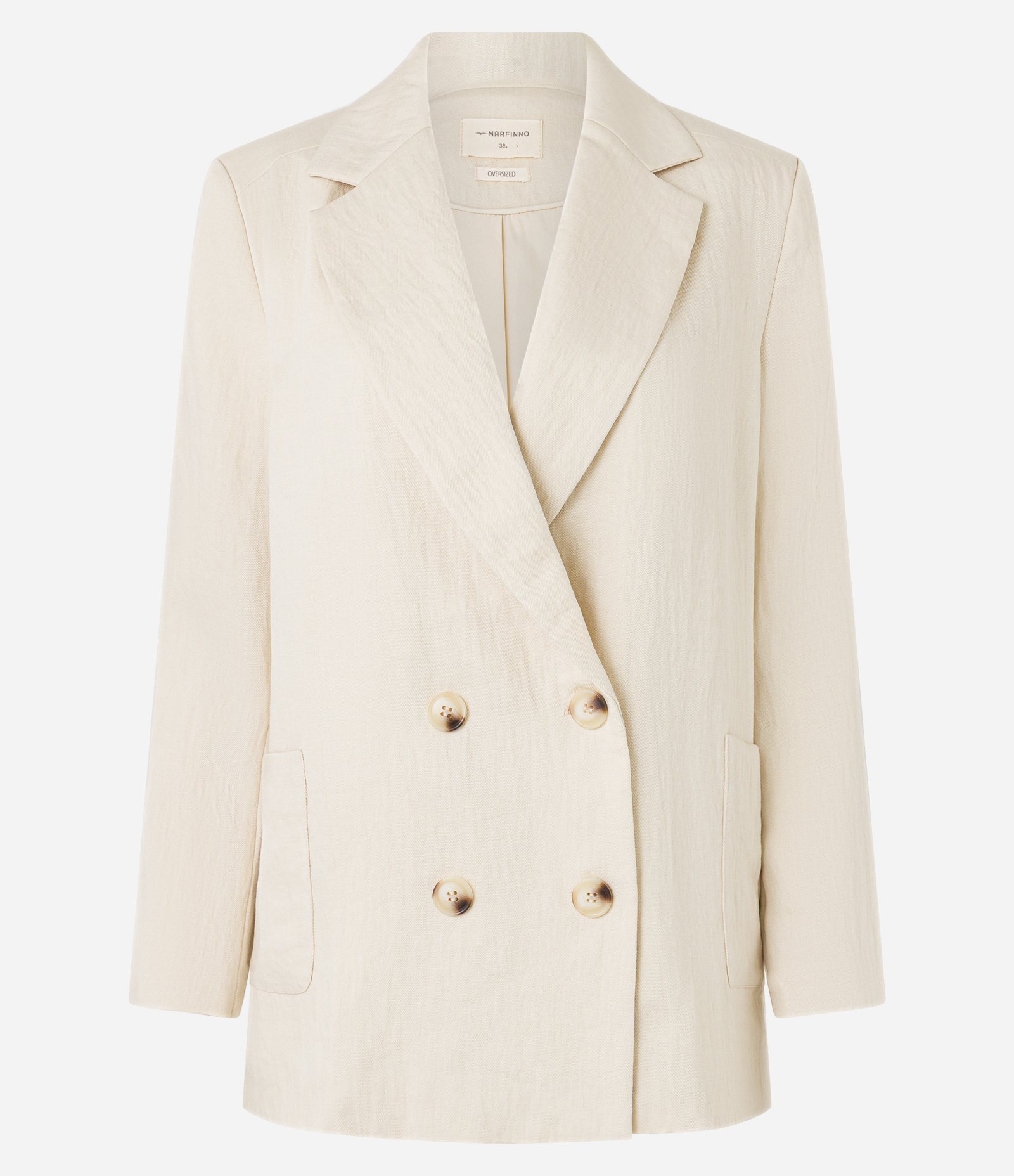 Blazer Oversized Alfaiatado em Viscose com Bolsos Bege 5