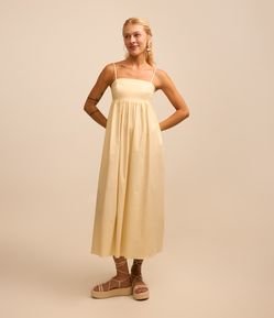 Vestido New Midi em Tricoline com Alcinhas