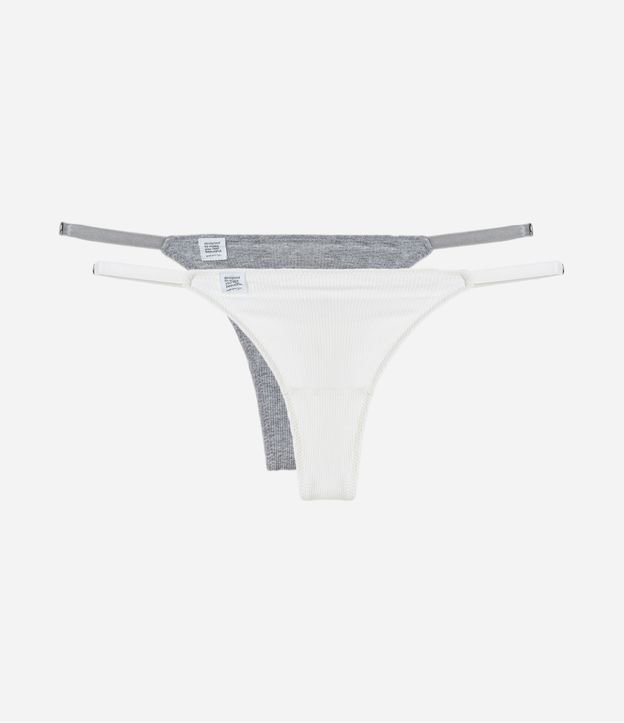 Kit 02 Calcinhas String em Viscolycra Canelada