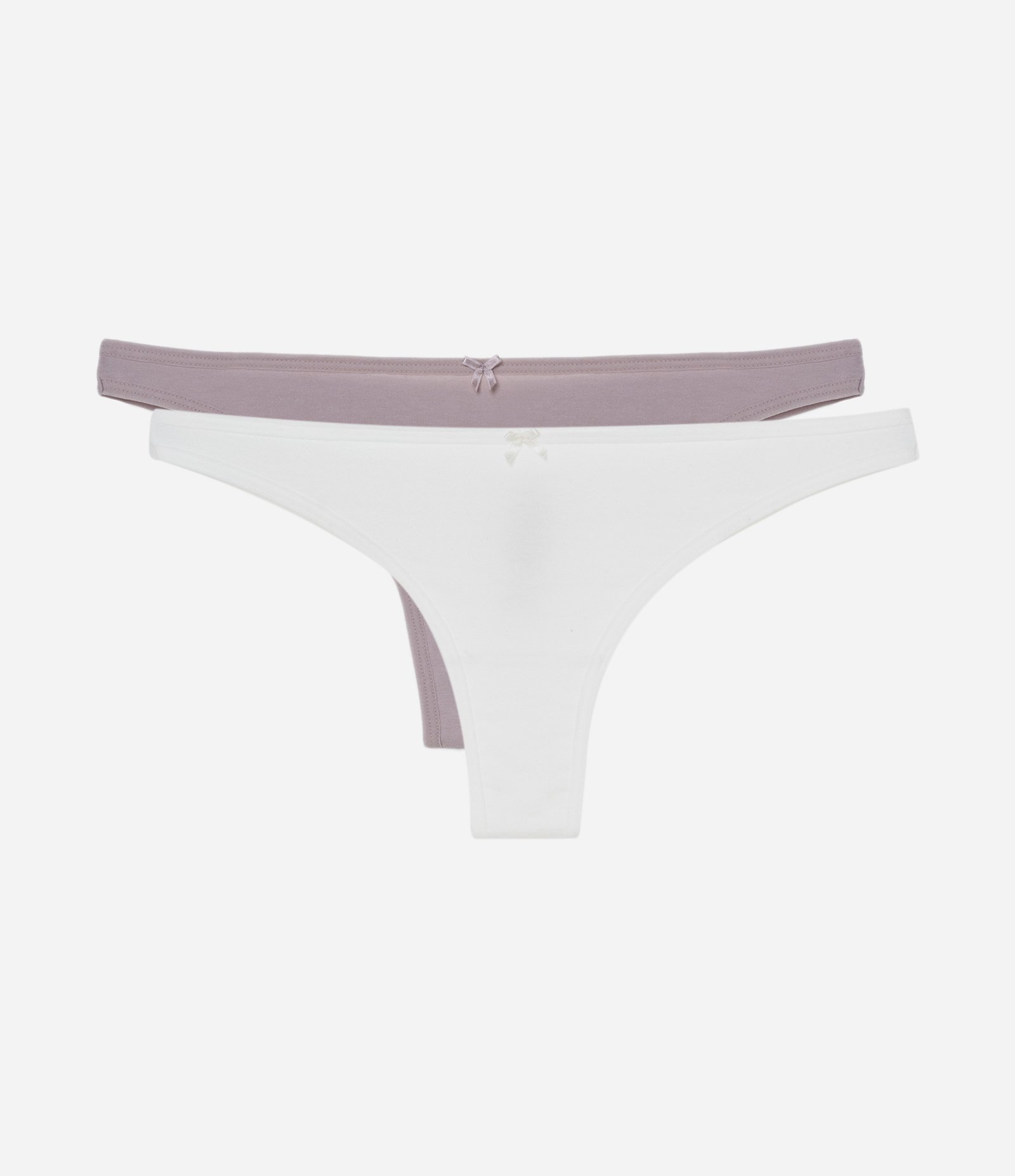 Kit 02 Calcinhas Biquíni Fio Duplo em Algodão Branco/ Cinza 1