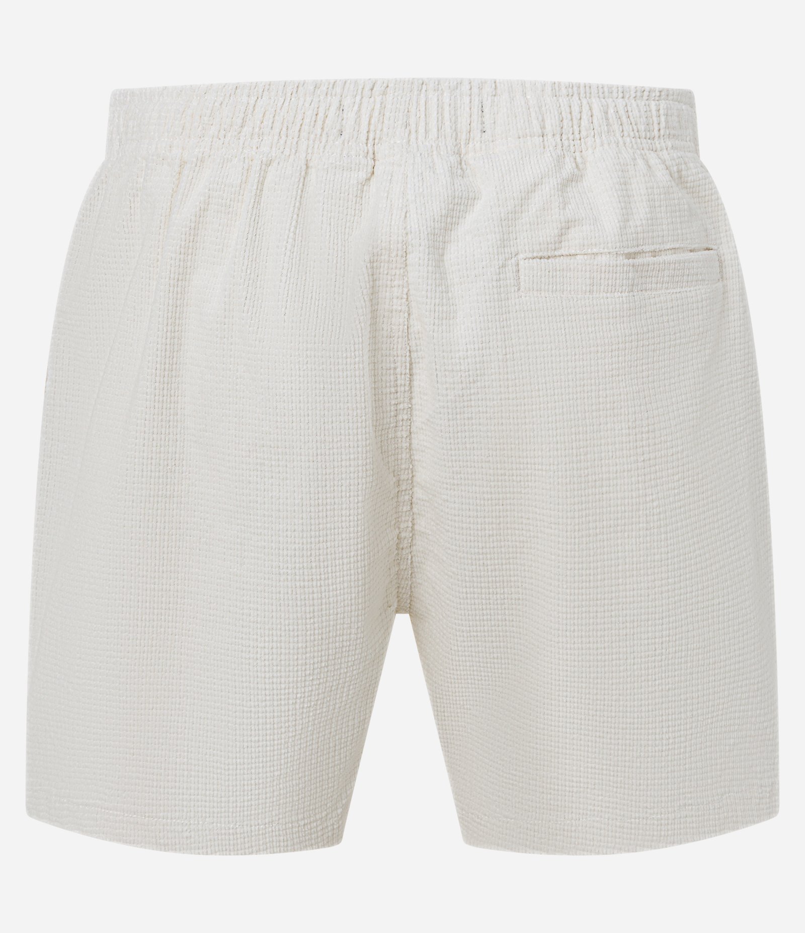 Bermuda Slim em Veludo Cotelê com Cós Elástico e Textura Xadrez Off White 7