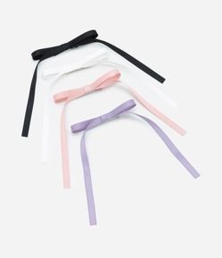 Kit 04 Presilhas de Cabelo Infantil em Formato de Laços - Tam Único