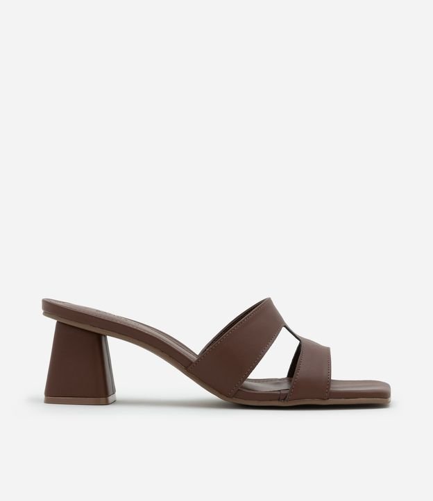 Sandália Mule com Tiras H e Salto Grosso